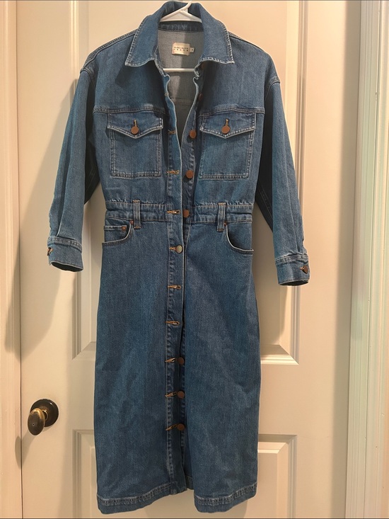 Alice + Olivia Dresses & Skirts - Alice & Olivia Full Button Front Midi Denim Jean Dress pockets w/stretch size 4
